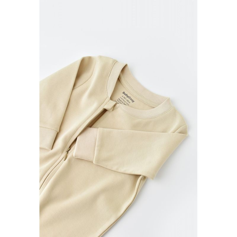 Fashion, accesorii si bijuterii - Copii - Imbracaminte copii - Salopete copii - Salopeta cu fermoar cu maneca lunga si pantaloni lungi - 100%bumbac organic - Crem, BabyCosy (Marime: 9-12 luni) - Infinity.ro