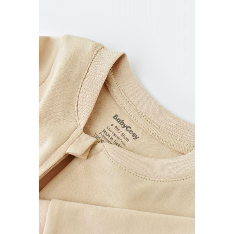 Fashion, accesorii si bijuterii - Copii - Imbracaminte copii - Salopete copii - Salopeta cu fermoar cu maneca lunga si pantaloni lungi - 100%bumbac organic - Crem, BabyCosy (Marime: 9-12 luni) - Infinity.ro