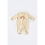 Fashion, accesorii si bijuterii - Copii - Imbracaminte copii - Salopete copii - Salopeta Curcubeu cu maneca lunga si botosei din 80%bumbac organic si 20% poliester - Crem, BabyCosy (Marime: 6-9 luni) - Infinity.ro