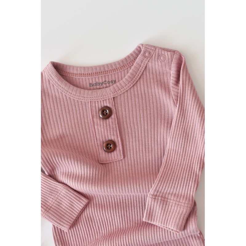 Fashion, accesorii si bijuterii - Copii - Imbracaminte copii - Salopete copii - Salopeta cu maneca lunga si pantaloni lungi din bumbac organic si modal - Roz BabyCosy (Marime: 18-24 Luni) - Infinity.ro