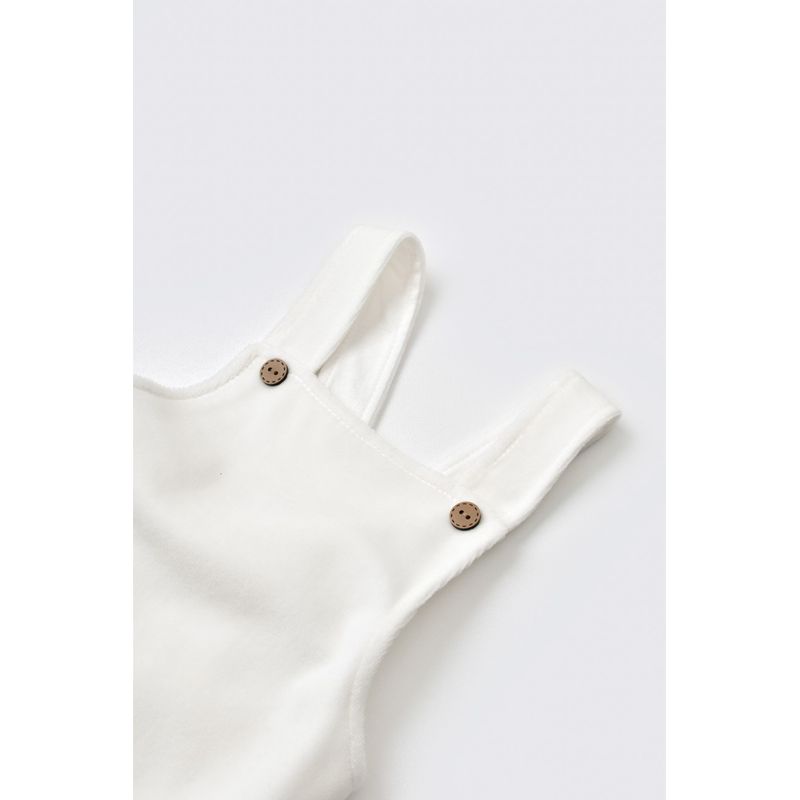 Fashion, accesorii si bijuterii - Copii - Imbracaminte copii - Salopete copii - Salopeta Velvet cu bretele din 80%bumbac organic si 20% poliester - Ecru, BabyCosy (Marime: 9-12 luni) - Infinity.ro