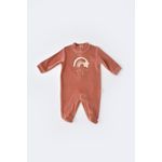 Fashion, accesorii si bijuterii - Copii - Imbracaminte copii - Salopete copii - Salopeta Curcubeu cu maneca lunga si botosei din 80%bumbac organic si 20% poliester - Caramiziu, BabyCosy (Marime: 6-9 luni) - Infinity.ro