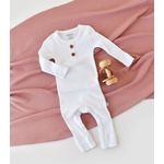 Fashion, accesorii si bijuterii - Copii - Imbracaminte copii - Salopete copii - Salopeta cu maneca lunga si pantaloni lungi din bumbac organic si modal - Alb BabyCosy (Marime: 12-18 Luni) - Infinity.ro