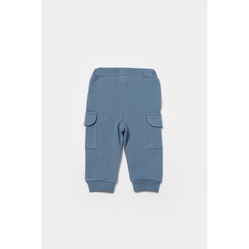 Fashion, accesorii si bijuterii - Copii - Imbracaminte copii - Pantaloni copii - Pantaloni cu buzunare laterale, Two thread, 100%bumbac organic - Indigo, BabyCosy (Marime: 9-12 luni) - Infinity.ro