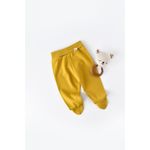 Fashion, accesorii si bijuterii - Copii - Imbracaminte copii - Pantaloni copii - Pantaloni cu Botosei - Bumbac organic Galben BabyCosy (Marime: 3-6 Luni) - Infinity.ro
