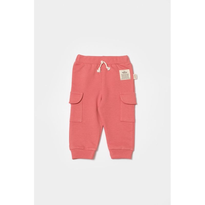 Fashion, accesorii si bijuterii - Copii - Imbracaminte copii - Pantaloni copii - Pantaloni cu buzunare laterale, Two thread, 100%bumbac organic - Rose, BabyCosy (Marime: 9-12 luni) - Infinity.ro
