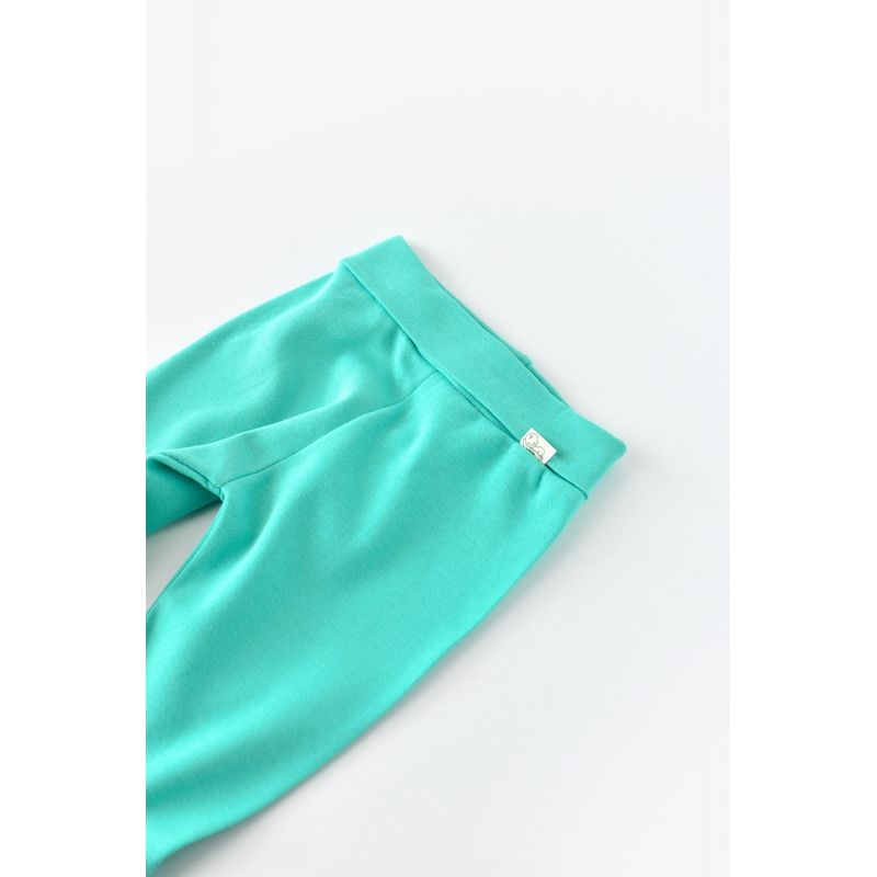 Fashion, accesorii si bijuterii - Copii - Imbracaminte copii - Pantaloni copii - Pantaloni cu Botosei - Bumbac organic Turcoaz BabyCosy (Marime: 6-9 luni) - Infinity.ro