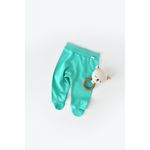 Fashion, accesorii si bijuterii - Copii - Imbracaminte copii - Pantaloni copii - Pantaloni cu Botosei - Bumbac organic Turcoaz BabyCosy (Marime: 6-9 luni) - Infinity.ro