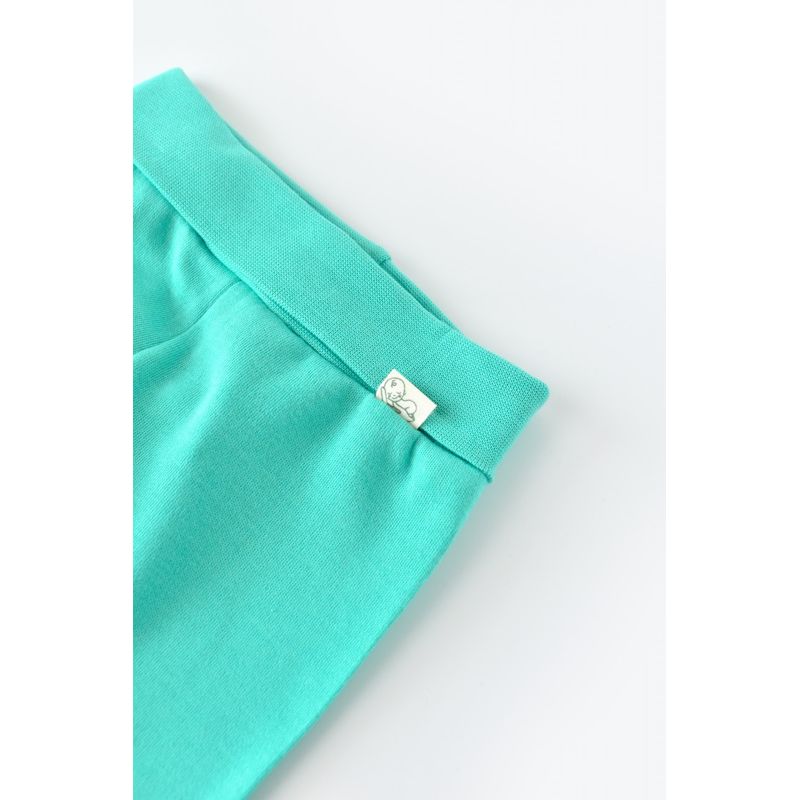 Fashion, accesorii si bijuterii - Copii - Imbracaminte copii - Pantaloni copii - Pantaloni cu Botosei - Bumbac organic Turcoaz BabyCosy (Marime: 6-9 luni) - Infinity.ro