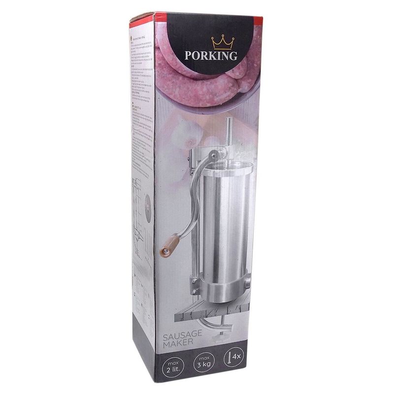 Casa si Gradina - Bucatarie si vesela - Ustensile bucatarie - Masini de tocat manuale - Masina verticala de umplut carnati, inox, 3 L - Infinity.ro