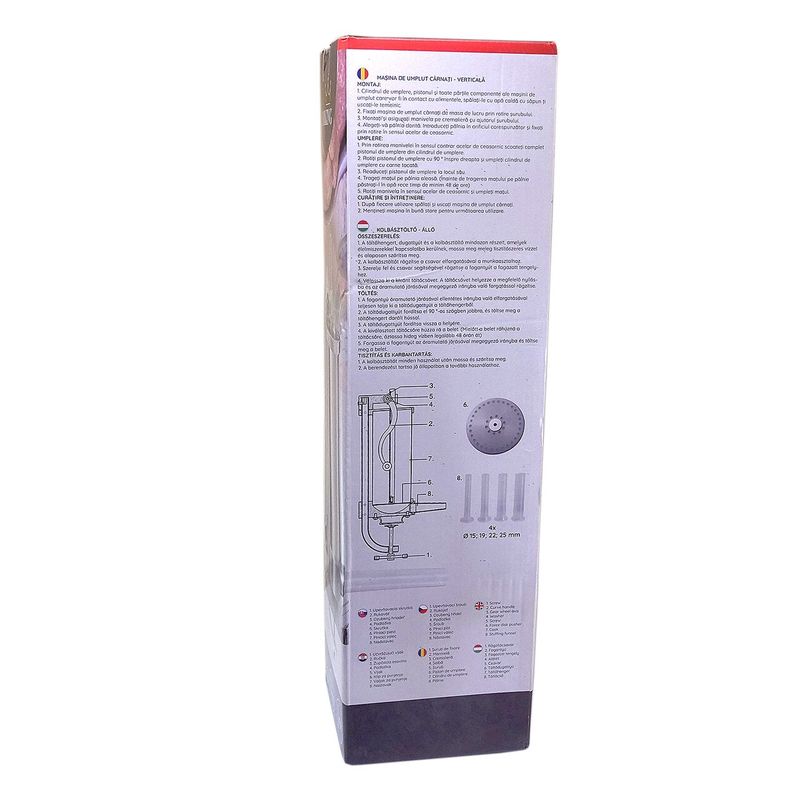 Casa si Gradina - Bucatarie si vesela - Ustensile bucatarie - Masini de tocat manuale - Masina verticala de umplut carnati, inox, 3 L - Infinity.ro