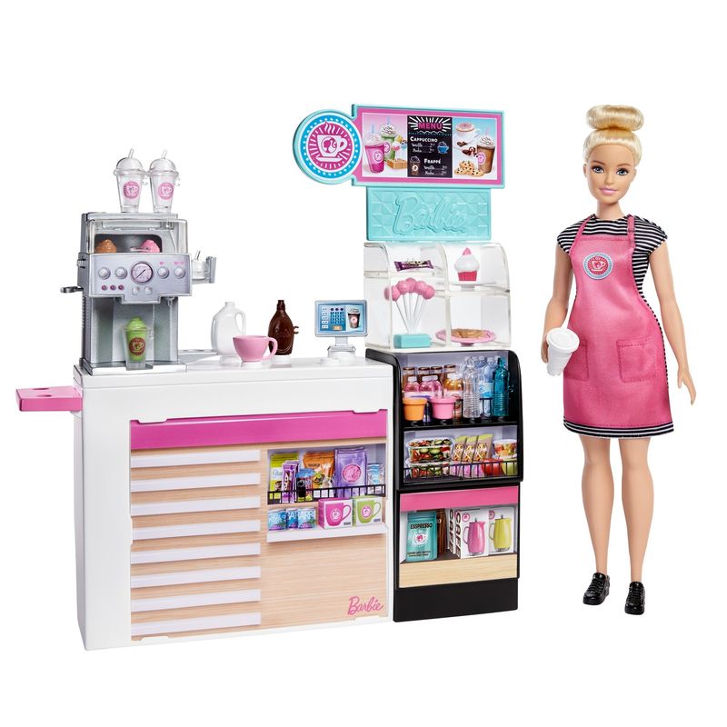 Jucarii, Copii si Bebe - Jucarii si jocuri - Papusi si accesorii - Papusi - Barbie  set cafenea cu 20 de accesorii - Infinity.ro