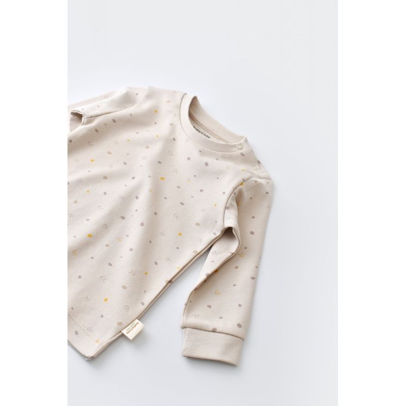 Fashion, accesorii si bijuterii - Copii - Imbracaminte copii - Treninguri si compleuri copii - Set bluzita cu maneca lunga si pantaloni lungi - bumbac organic 100% - Crem cu buline, BabyCosy (Marime: 18-24 Luni) - Infinity.ro