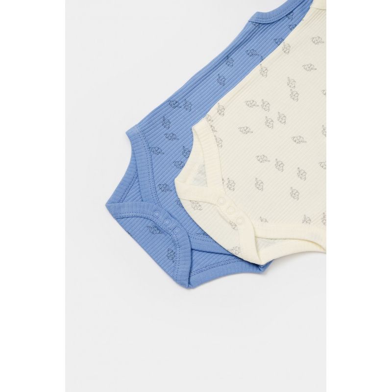 Fashion, accesorii si bijuterii - Copii - Imbracaminte copii - Body-uri copii - Set 2 body-uri fara maneci Printed, BabyCosy, 50% modal+50% bumbac, Ecru/Lavanda (Marime: 12-18 Luni) - Infinity.ro