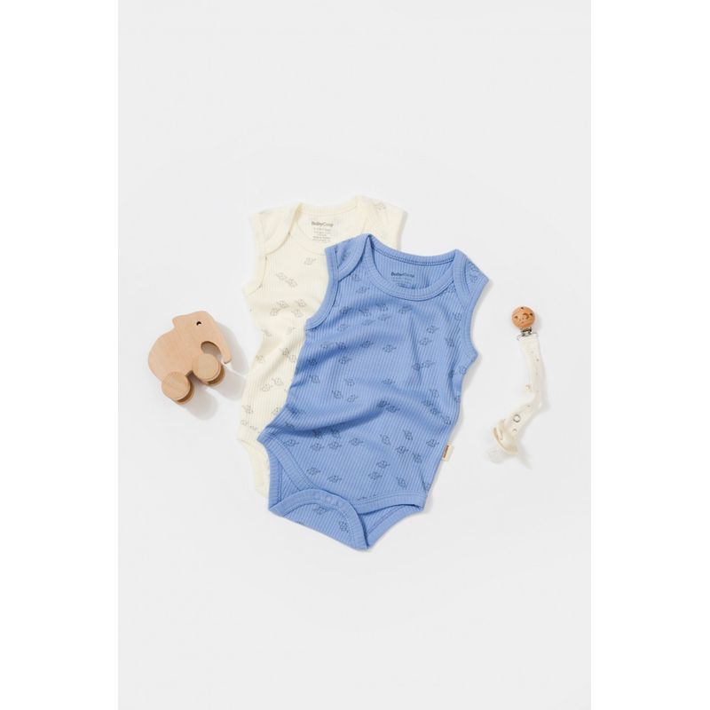Fashion, accesorii si bijuterii - Copii - Imbracaminte copii - Body-uri copii - Set 2 body-uri fara maneci Printed, BabyCosy, 50% modal+50% bumbac, Ecru/Lavanda (Marime: 12-18 Luni) - Infinity.ro