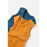 Fashion, accesorii si bijuterii - Copii - Imbracaminte copii - Body-uri copii - Set 2 body-uri fara maneci bebe unisex din bumbac organic si modal - Bleumarin/Sofran, BabyCosy (Marime: 3-6 Luni) - Infinity.ro