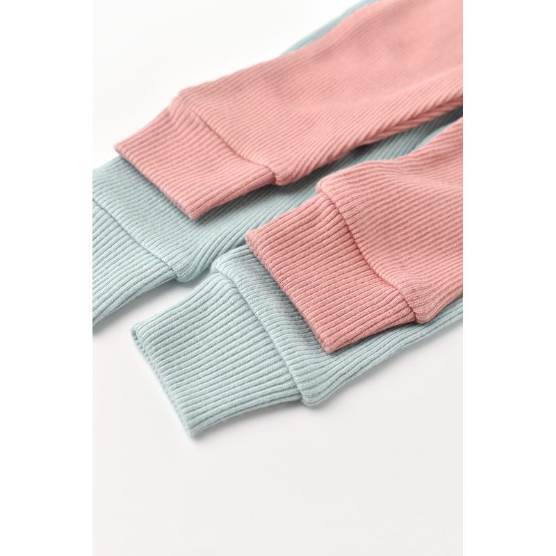 Fashion, accesorii si bijuterii - Copii - Imbracaminte copii - Pantaloni copii - Set 2 pantaloni bebe unisex din bumbac organic si modal - Mint/Rose, BabyCosy (Marime: 12-18 Luni) - Infinity.ro