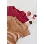 Fashion, accesorii si bijuterii - Copii - Imbracaminte copii - Salopete copii - Set de 2 salopetele cu maneca scurta din bumbac organic si modal - Rosu/ Maro BabyCosy (Marime: 9-12 luni) - Infinity.ro