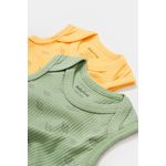 Fashion, accesorii si bijuterii - Copii - Imbracaminte copii - Body-uri copii - Set 2 body-uri fara maneci Printed, BabyCosy, 50% modal+50% bumbac, Lamaie/Verde (Marime: 0-3 Luni) - Infinity.ro