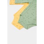 Fashion, accesorii si bijuterii - Copii - Imbracaminte copii - Body-uri copii - Set 2 body-uri petrecute Printed, BabyCosy, 50% modal+50% bumbac, Lamaie/Verde (Marime: 0-3 Luni) - Infinity.ro