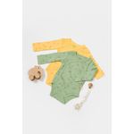 Fashion, accesorii si bijuterii - Copii - Imbracaminte copii - Body-uri copii - Set 2 body-uri petrecute Printed, BabyCosy, 50% modal+50% bumbac, Lamaie/Verde (Marime: 0-3 Luni) - Infinity.ro