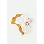 Fashion, accesorii si bijuterii - Copii - Imbracaminte copii - Body-uri copii - Set 2 body-uri bebe unisex din bumbac organic si modal - Mustar/Ecru, BabyCosy (Marime: 6-9 luni) - Infinity.ro