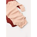 Fashion, accesorii si bijuterii - Copii - Imbracaminte copii - Body-uri copii - Set 2 body-uri cu maneca lunga bebe unisex din bumbac organic si modal - Caramiziu/Somon, BabyCosy (Marime: 6-9 luni) - Infinity.ro