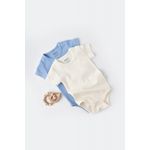 Fashion, accesorii si bijuterii - Copii - Imbracaminte copii - Body-uri copii - Set 2 body-uri bebe unisex -100% bumbac organic - Ecru/Bleu, BabyCosy (Marime: 18-24 Luni) - Infinity.ro