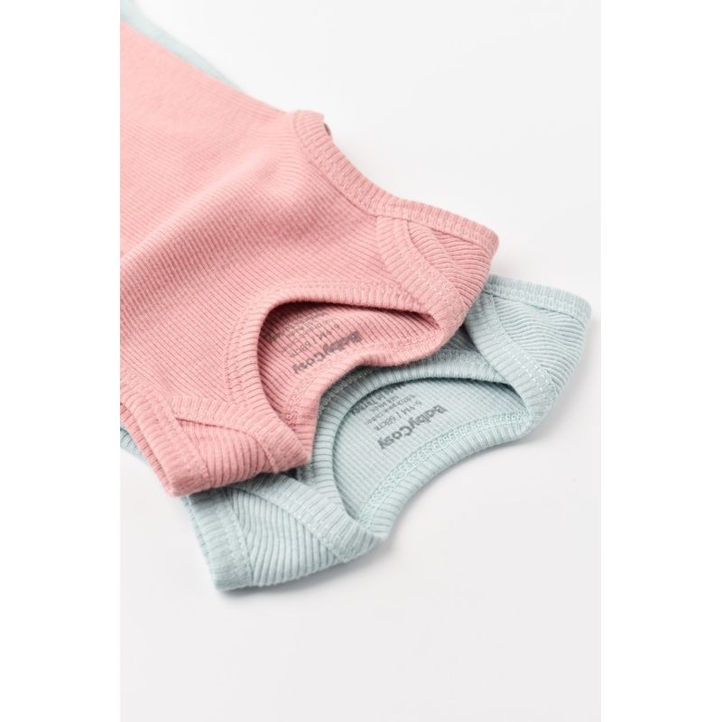 Fashion, accesorii si bijuterii - Copii - Imbracaminte copii - Body-uri copii - Set 2 body-uri fara maneci bebe unisex din bumbac organic si modal - Mint/Rose, BabyCosy (Marime: 0-3 Luni) - Infinity.ro