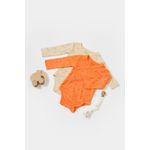 Fashion, accesorii si bijuterii - Copii - Imbracaminte copii - Body-uri copii - Set 2 body-uri petrecute Printed, BabyCosy, 50% modal+50% bumbac, Stone/Apricot (Marime: 0-3 Luni) - Infinity.ro