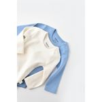 Fashion, accesorii si bijuterii - Copii - Imbracaminte copii - Body-uri copii - Set 2 body-uri cu maneca lunga bebe unisex -100% bumbac organic - Ecru/Bleu, BabyCosy (Marime: 9-12 luni) - Infinity.ro