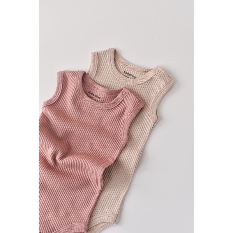 Fashion, accesorii si bijuterii - Copii - Imbracaminte copii - Body-uri copii - Set de 2 body-uri fara maneci din bumbac organic si modal - Roz/Blush BabyCosy (Marime: 18-24 Luni) - Infinity.ro