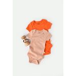 Fashion, accesorii si bijuterii - Copii - Imbracaminte copii - Body-uri copii - Set 2 body-uri bebe unisex din bumbac organic si modal - Rodie/Piersica, BabyCosy (Marime: 3-6 Luni) - Infinity.ro