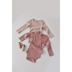 Fashion, accesorii si bijuterii - Copii - Imbracaminte copii - Body-uri copii - Set de 2 body-uri cu maneca lunga din bumbac organic si modal - Roz/Blush BabyCosy (Marime: 3-6 Luni) - Infinity.ro