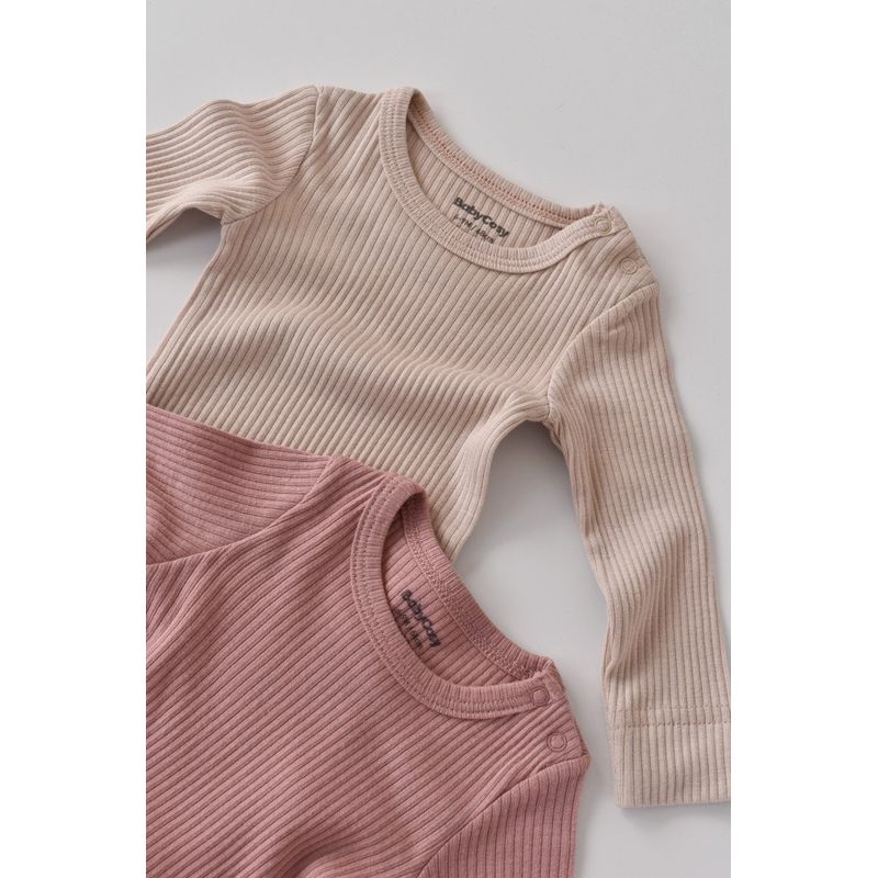 Fashion, accesorii si bijuterii - Copii - Imbracaminte copii - Body-uri copii - Set de 2 body-uri cu maneca lunga din bumbac organic si modal - Roz/Blush BabyCosy (Marime: 3-6 Luni) - Infinity.ro