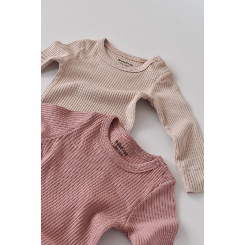 Fashion, accesorii si bijuterii - Copii - Imbracaminte copii - Body-uri copii - Set de 2 body-uri cu maneca lunga din bumbac organic si modal - Roz/Blush BabyCosy (Marime: 3-6 Luni) - Infinity.ro