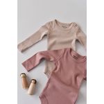 Fashion, accesorii si bijuterii - Copii - Imbracaminte copii - Body-uri copii - Set de 2 body-uri cu maneca lunga din bumbac organic si modal - Roz/Blush BabyCosy (Marime: 3-6 Luni) - Infinity.ro