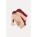 Fashion, accesorii si bijuterii - Copii - Imbracaminte copii - Body-uri copii - Set 2 body-uri cu maneca lunga bebe unisex din bumbac organic si modal - Caramiziu/Somon, BabyCosy (Marime: 18-24 Luni) - Infinity.ro