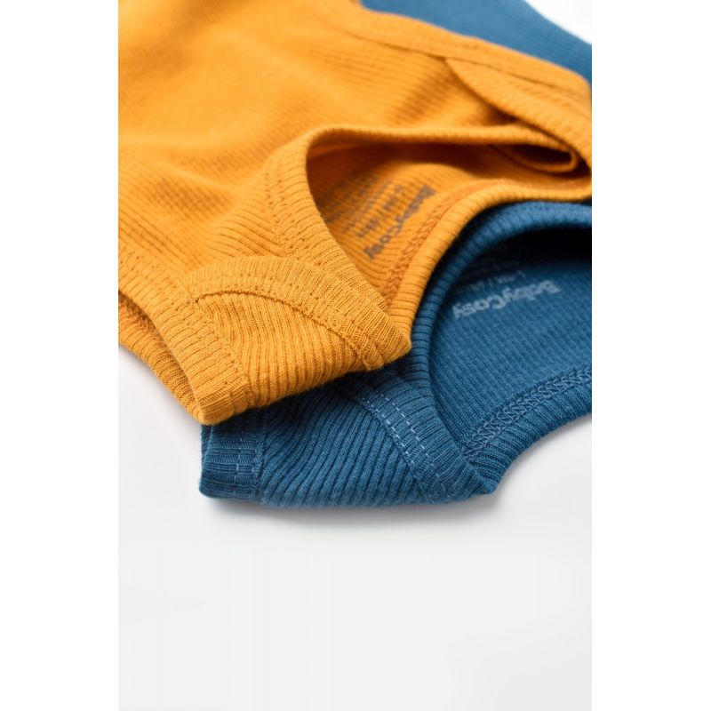 Fashion, accesorii si bijuterii - Copii - Imbracaminte copii - Body-uri copii - Set 2 body-uri fara maneci bebe unisex din bumbac organic si modal - Bleumarin/Sofran, BabyCosy (Marime: 9-12 luni) - Infinity.ro