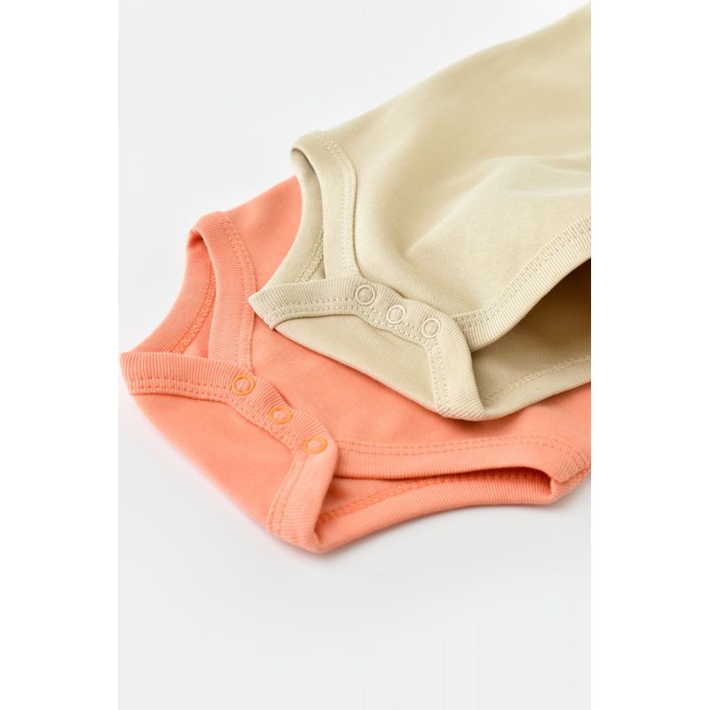 Fashion, accesorii si bijuterii - Copii - Imbracaminte copii - Body-uri copii - Set 2 body-uri fara maneci bebe unisex -100% bumbac organic - Roz/Crem, BabyCosy (Marime: 6-9 luni) - Infinity.ro