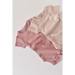 Fashion, accesorii si bijuterii - Copii - Imbracaminte copii - Body-uri copii - Set de 2 body-uri cu maneca scurta din bumbac organic si modal - Roz/Blush BabyCosy (Marime: 6-9 luni) - Infinity.ro
