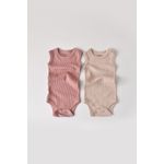 Fashion, accesorii si bijuterii - Copii - Imbracaminte copii - Body-uri copii - Set de 2 body-uri fara maneci din bumbac organic si modal - Roz/Blush BabyCosy (Marime: 0-3 Luni) - Infinity.ro