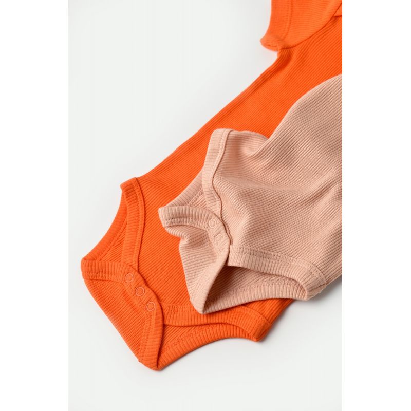 Fashion, accesorii si bijuterii - Copii - Imbracaminte copii - Body-uri copii - Set 2 body-uri bebe unisex din bumbac organic si modal - Rodie/Piersica, BabyCosy (Marime: 6-9 luni) - Infinity.ro
