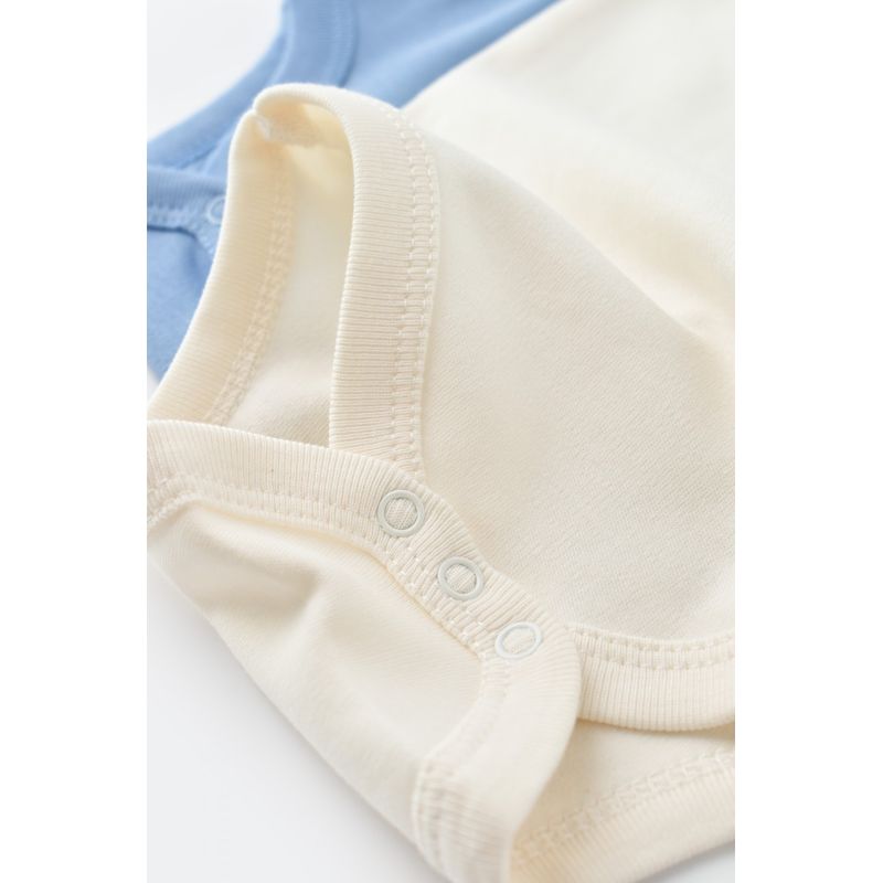 Fashion, accesorii si bijuterii - Copii - Imbracaminte copii - Body-uri copii - Set 2 body-uri fara maneci bebe unisex -100% bumbac organic - Ecru/Bleu, BabyCosy (Marime: 6-9 luni) - Infinity.ro