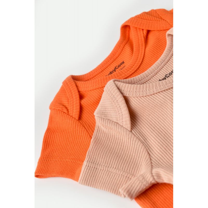 Fashion, accesorii si bijuterii - Copii - Imbracaminte copii - Body-uri copii - Set 2 body-uri bebe unisex din bumbac organic si modal - Rodie/Piersica, BabyCosy (Marime: 18-24 Luni) - Infinity.ro