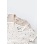 Fashion, accesorii si bijuterii - Copii - Imbracaminte copii - Body-uri copii - Set 2 body-uri bebe unisex -100% bumbac organic - Ecru cu buline, BabyCosy (Marime: 18-24 Luni) - Infinity.ro