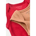 Fashion, accesorii si bijuterii - Copii - Imbracaminte copii - Body-uri copii - Set 2 body-uri fara maneci bebe unisex din bumbac organic si modal - Maro/Rosu, BabyCosy (Marime: 12-18 Luni) - Infinity.ro