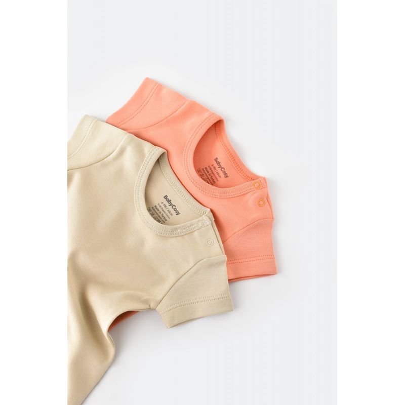 Fashion, accesorii si bijuterii - Copii - Imbracaminte copii - Body-uri copii - Set 2 body-uri bebe unisex -100% bumbac organic - Roz/Crem, BabyCosy (Marime: 18-24 Luni) - Infinity.ro