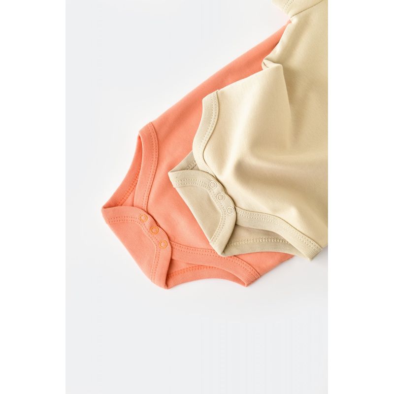 Fashion, accesorii si bijuterii - Copii - Imbracaminte copii - Body-uri copii - Set 2 body-uri bebe unisex -100% bumbac organic - Roz/Crem, BabyCosy (Marime: 18-24 Luni) - Infinity.ro
