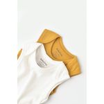 Fashion, accesorii si bijuterii - Copii - Imbracaminte copii - Body-uri copii - Set 2 body-uri fara maneci bebe unisex din bumbac organic si modal - Mustar/Ecru, BabyCosy (Marime: 18-24 Luni) - Infinity.ro